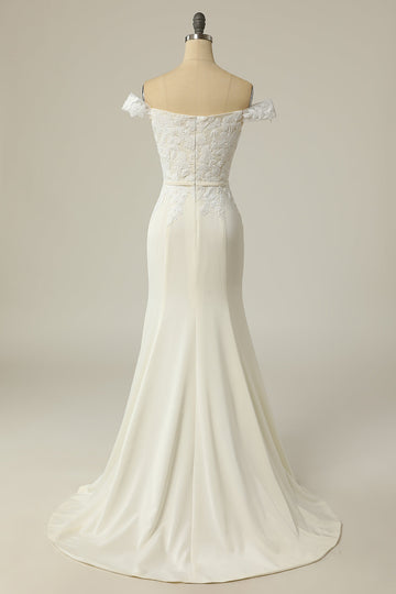 Mermaid Off the Shoulder Robe de mariée blanche avec appliques